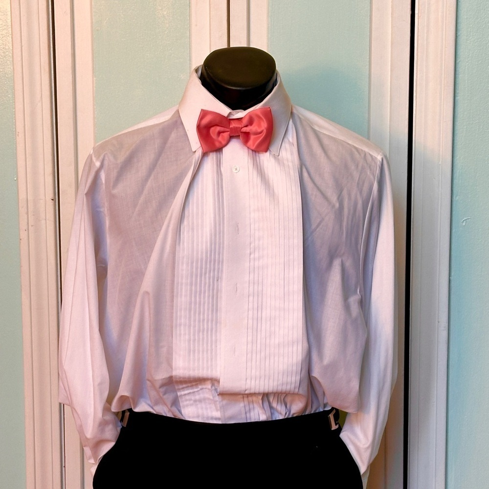 Coral Reef Orange Pink Wedding Prom Tuxedo Pre Tied clip Bow tie bowtie